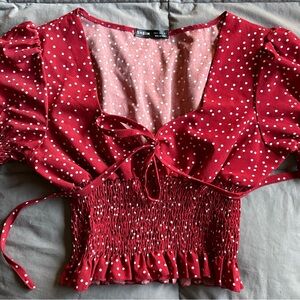 SHEIN Red Polka Dot Women's Crop Top